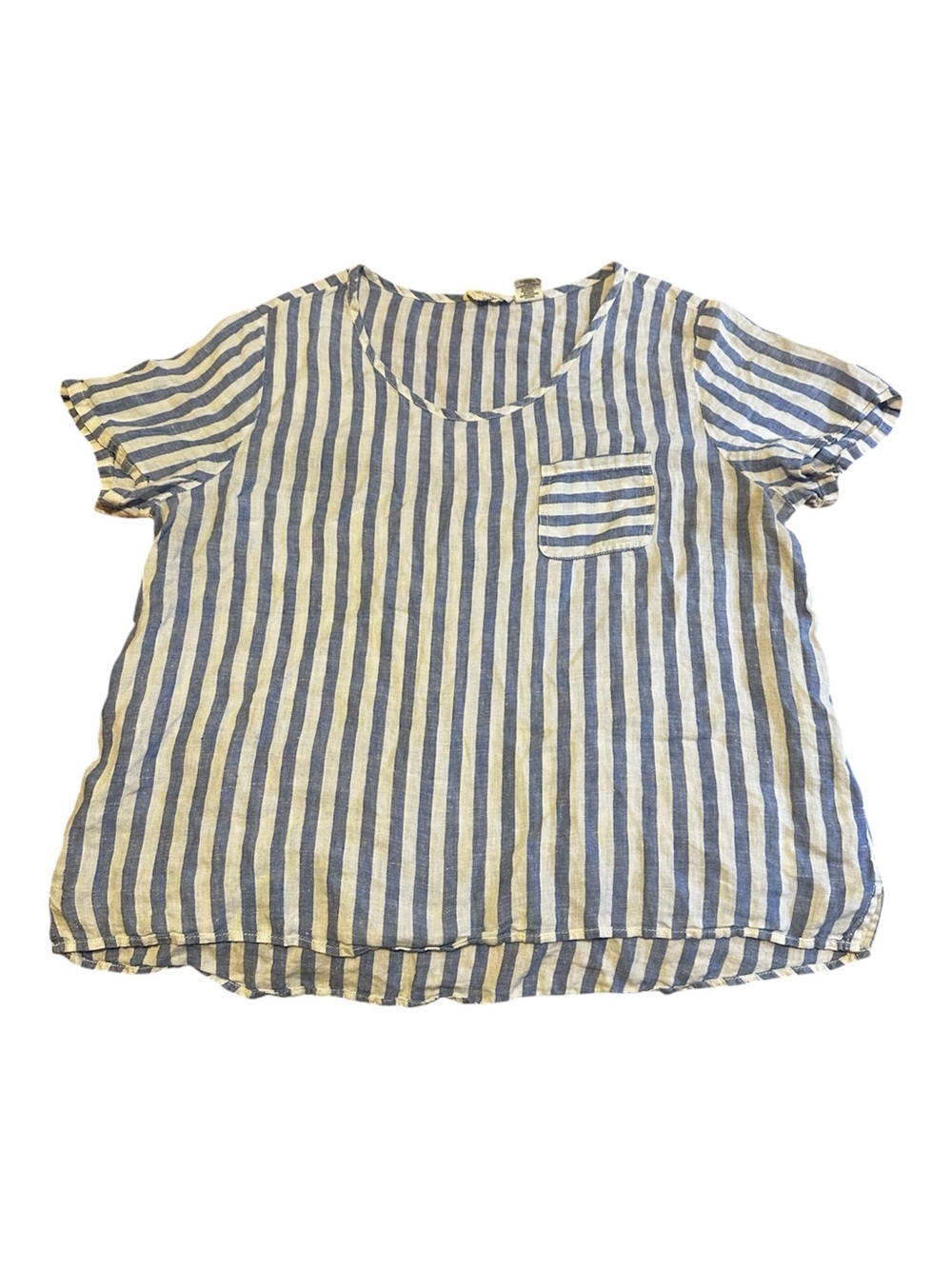 Christian Siriano Women’s 100% Linen Striped Short-Sleeve Top Size L